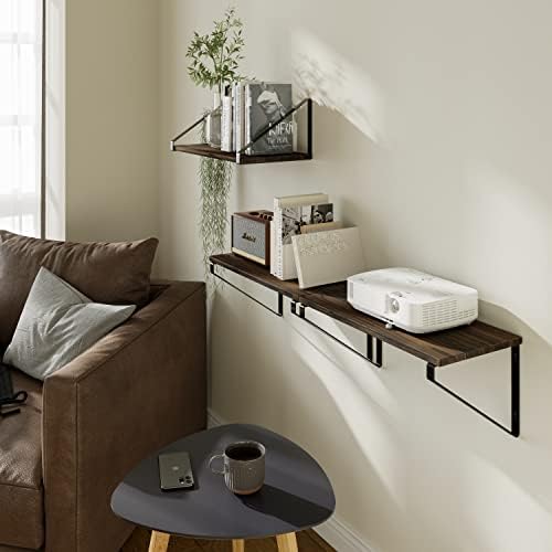 BAMEOS Floating Shelf Rustic Wood Wall Shelf Small Bookshelf