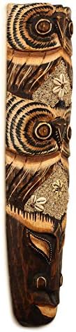 G6 Collection Hand Carved Wooden Tribal Owl Wall Sculpture