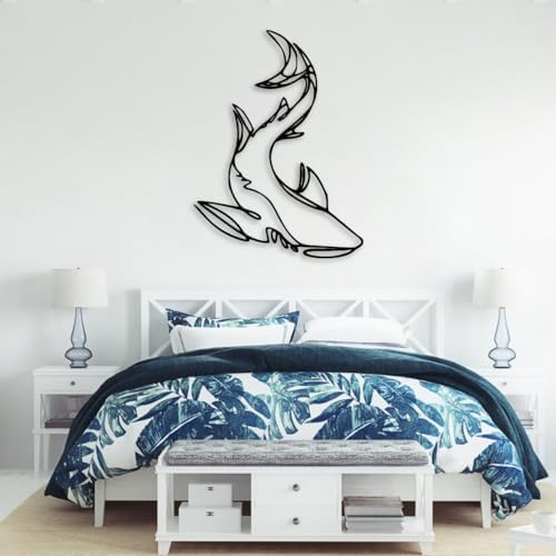Idadey Shark Metal Wall Decor - Modern Nautical Art