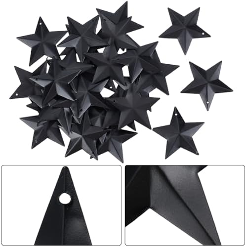 GORGECRAFT 30PCS Black Metal Star Decor Wall Hanging