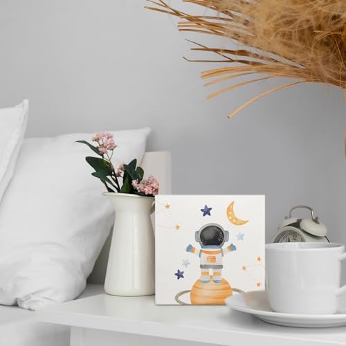 Space Nursery Decor Wooden Box Sign 5x5 Inch