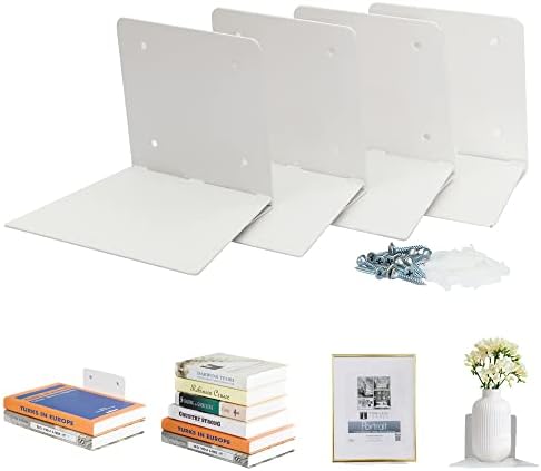 Storage Maniac Floating Book Shelves 4-Pack White Large