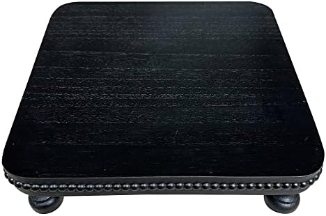 Farmhouse Display Wood Riser with Black Beaded Pedestal