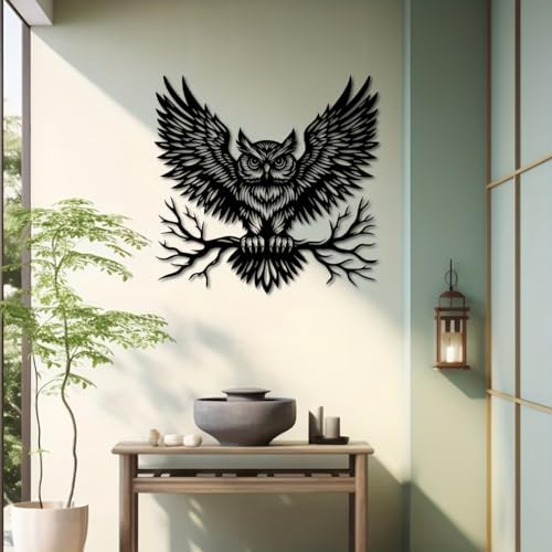 Black Metal Owl Wall Art Modern Wall Decor