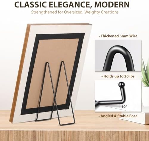 12 Inch Oversized Plate Display Stand - 2 Pack Black Metal Easel