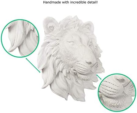 WALL CHARMERS Mini White Faux Lion Head Wall Decor