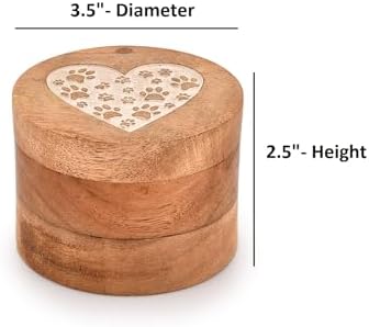 EDHAS Acacia Wood Decorative Urn with Paw Design