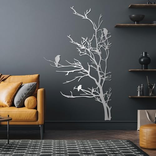 Minimalist Birds on Tree Metal Wall Art