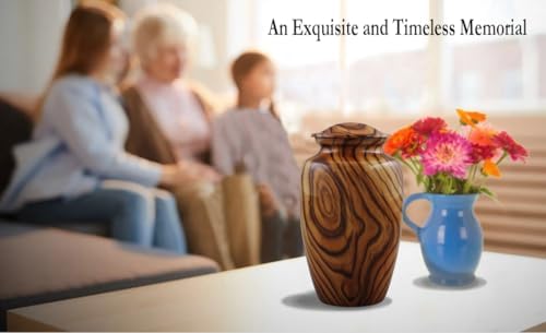Walnut Grain Print Metal Urn with Velvet Bag