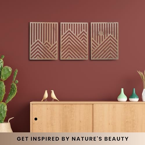 QMMP Modern Wooden Wall Sculptures Set of 3