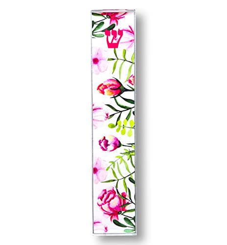 Lea Joelle Mezuzah Scroll Case with Pink Tulips