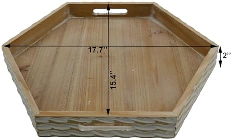 Farmhouse Wood Decorative Tray with Carving
