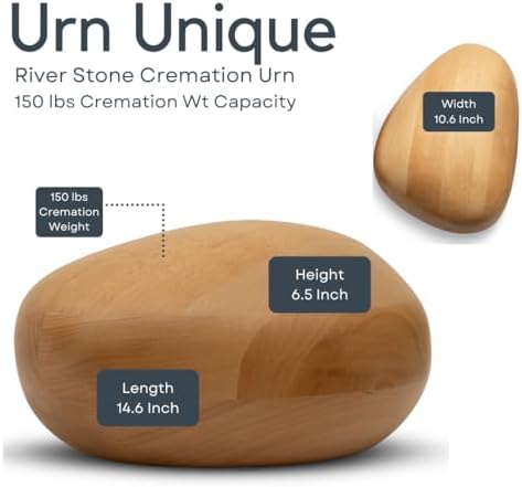 Elegant Wooden River Stone Urn for Ashes - 150 lbs Capacity