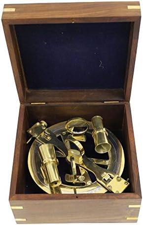 8 Nautical Brass Sextant with Wooden Box