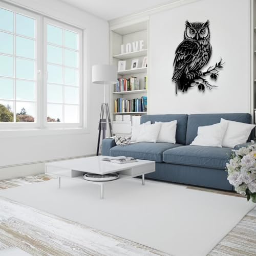 Sturdy Metal Owl Wall Sculpture 33X47 Decor