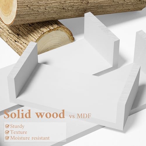 SRIWATANA White Floating Wall Shelves Solid Wood