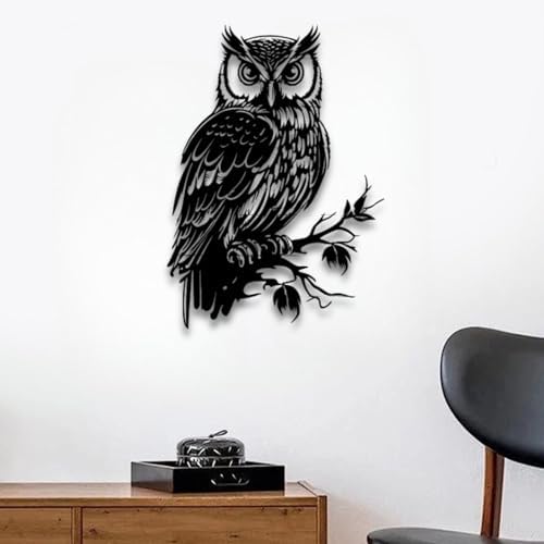 Sturdy Metal Owl Wall Sculpture 33X47 Decor