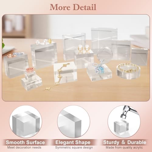 10pc Acrylic Display Blocks Clear Cube Riser Stands