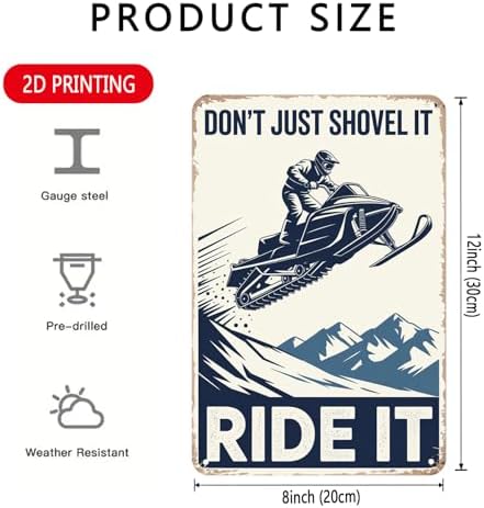 Snowmobile Ride Metal Tin Sign 8x12