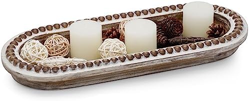 TOOLTENG Wood Beaded Serving Tray for Home Decor