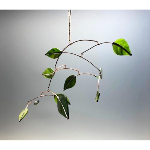 Elegant Glass Leaf Mobile Mid-Century Modern Decor 11x10x10 Inches