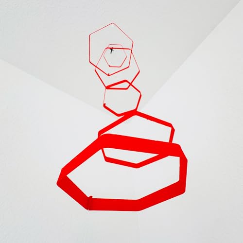 Hex Hanging Mobile Customizable Modern Art in Vibrant Red