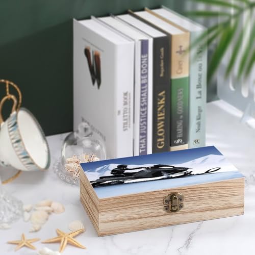 Snowmobile Print Wooden Jewelry Box Storage Organizer