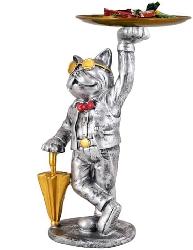Cute Cool Dog Sculpture with Plate for Home Decor