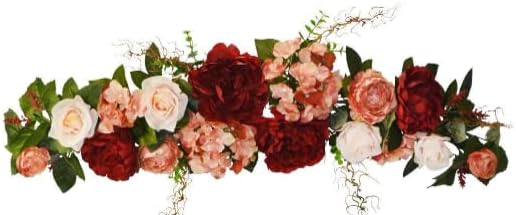 32 Inch Rose Peony Hydrangea Swag Burgundy
