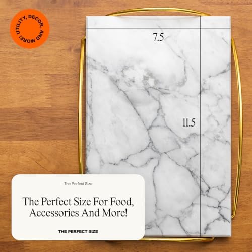 Stylish Marble Serving Tray with Gold Handles