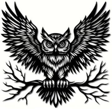 Black Metal Owl Wall Art Modern Wall Decor