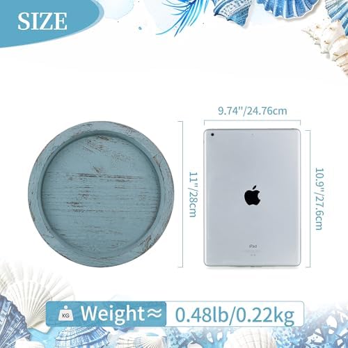 Hanobe Rustic Blue Decorative Tray for Coastal Decorations