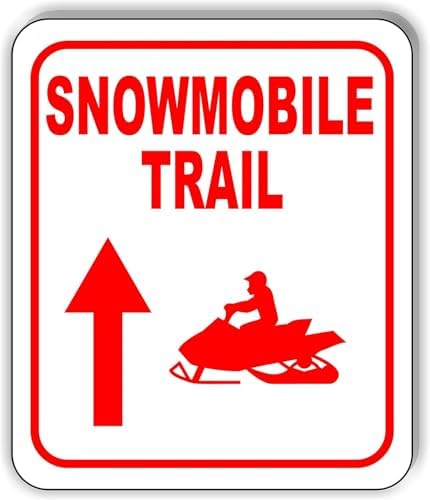 Snowmobile Trail Straight Arrow Red Decorative Tin Sign 8x12 Inch