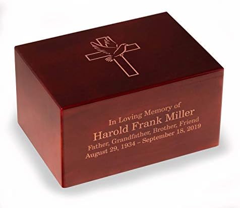 Deering Moments Engraved Rosewood Urn with Cross and Dove