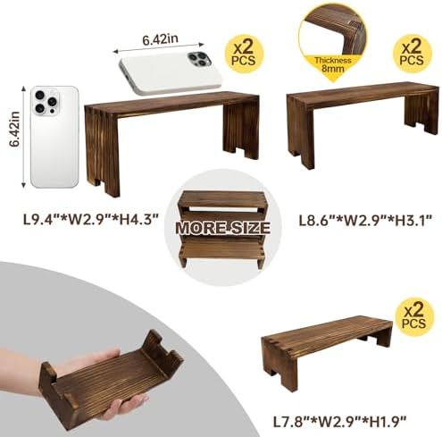 Yikaroeli 6 Piece 3 Tier Wooden Display Riser Set