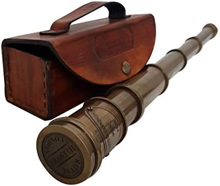 Antique Brass Pirate Telescope with Leather Case