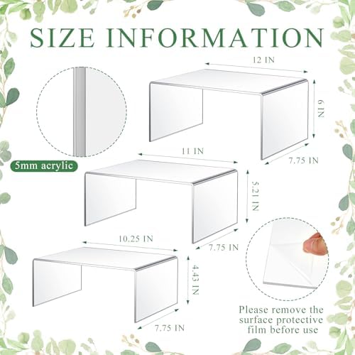 3 Pcs Extra Large Acrylic Display Risers for Collectibles