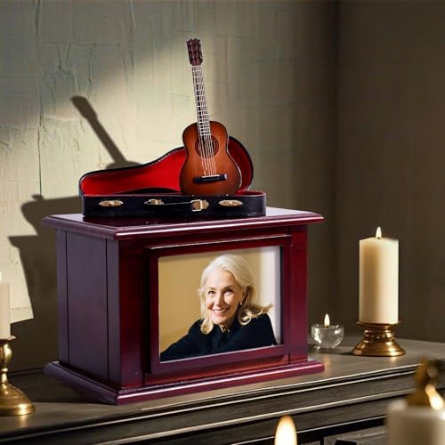 ZGYLIN Wooden Guitar Cremation Urn for Ashes