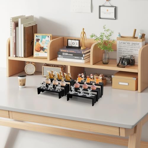 Yikaroeli 3 Tier Wooden Display Stand 6 Piece Black Risers