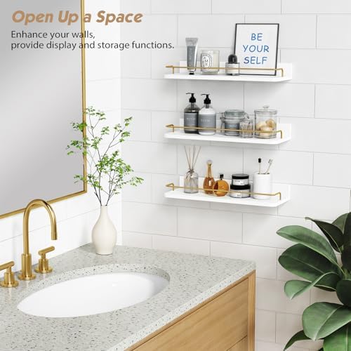 Forbena Gold Floating Shelves Set of 3 Wall Decor
