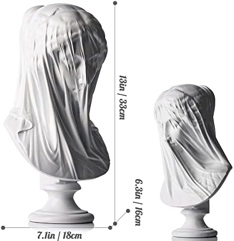13 Inch Veiled Lady Greek Goddess Bust Statue