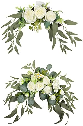 MOTUZP 157 Inch White Floral Swag Door Decor