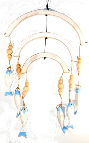 Fair Trade Driftwood Fish Mobile 3 Layer Blue