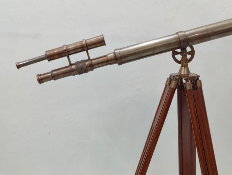 Nautical Antique Brass Telescope with Stand