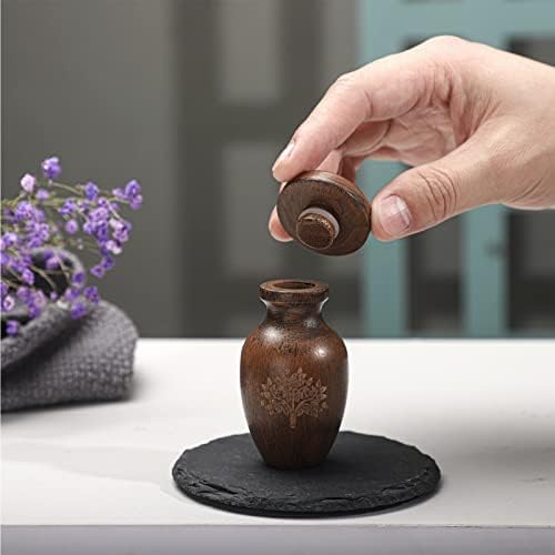 Chunful Mini Wooden Cremation Urn 315 Inch Keepsake Urn for Human Ashes