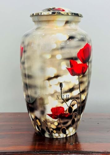 Poppy Flowering Plant Red Printed Decorative Urn