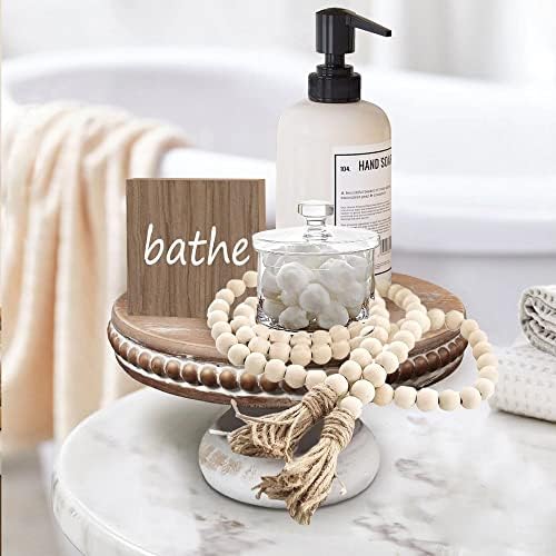White Wash Round Wood Riser Display Stand for Decor