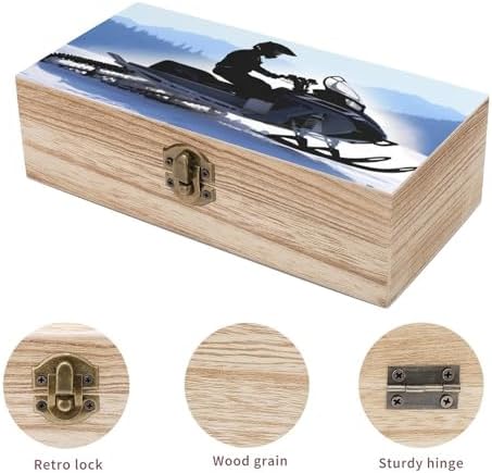 Snowmobile Keepsake Box Large Wooden Storage Organizer