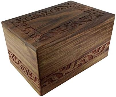 Indian Glance Wooden Urn Box - Large 8x6x4 Inch Urn for Human Ashes