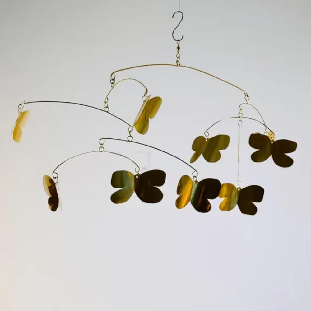 Pure Brass Butterflies Mobile 23x10 Hanging Decor